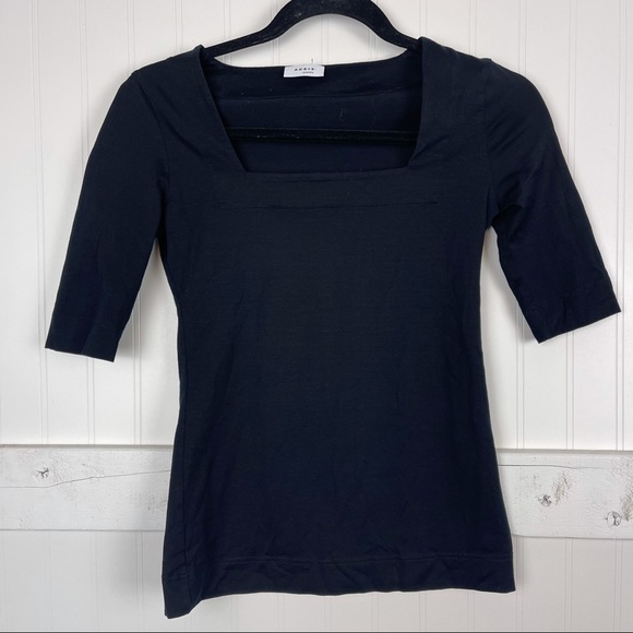 AKRIS PUNTO Square Neck Jersey Knit Top Black - Picture 2 of 6